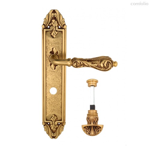 Дверная ручка Venezia Monte Cristo WC-4 на планке PL90 французское золото + коричневый - Venezia Collezione