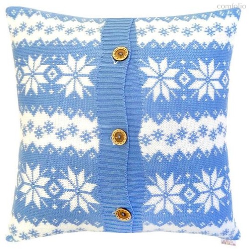 Вязаный чехол для подушки "Лапландия", 43х43 см,02-V9790/3, цвет голубой, 43x43 - Altali