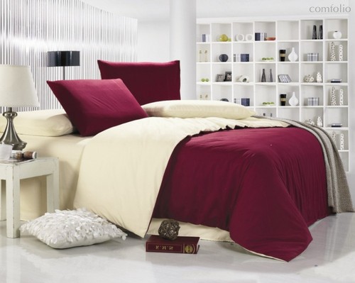 Бордо - комплект постельного белья, цвет бордовый, Евро - Valtery