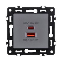 Розетка USB A+C 65W, серый Kollinger Asthetik AS-024GY - Kollinger