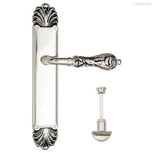 Дверная ручка Venezia Monte Cristo WC-2 на планке PL87 натуральное серебро + черный - Venezia Collezione