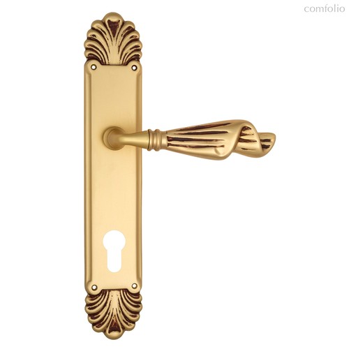 Дверная ручка Venezia Opera CYL на планке PL87 французское золото + коричневый - Venezia Collezione