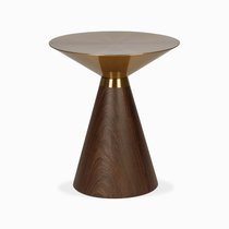 Кофейный столик Vaso Gold диаметр 49, цвет золотой/коричневый - Cosmo