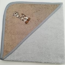 Уголок дет. махровый с вышивкой Жираф (серый), 70x70 - Valtery
