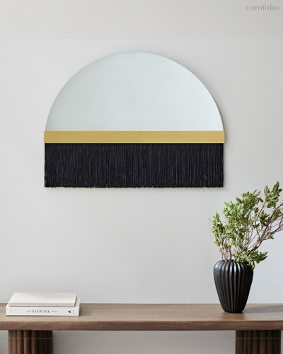 Зеркало Арья с чёрной бахромой, цвет золотой - Louvre Home