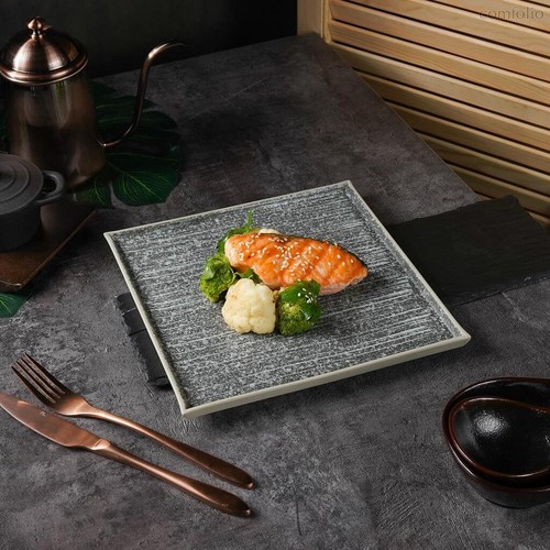 Тарелка 24*24 см h1,3 см квадратная глазурь Glossy Stone Untouched Taiga P.L. Proff Cuisine - P.L. Proff Cuisine
