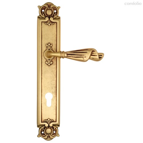 Дверная ручка Venezia Opera CYL на планке PL97 французское золото + коричневый - Venezia Collezione