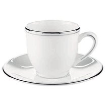 Чашка кофейная с блюдцем Lenox "Федеральный,платиновый кант" 90мл, цвет белый/серебряный - Lenox