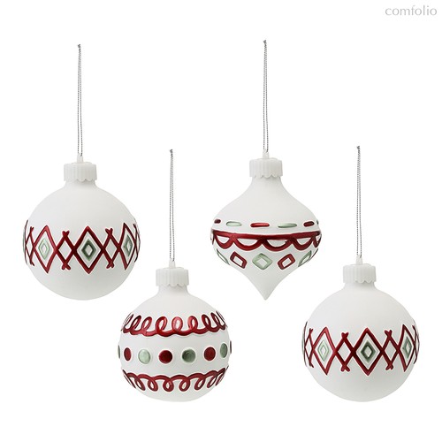 Набор ёлочных украшений с подсветкой Festive embroidey из коллекции New Year Essential, 4 шт. - Tkano