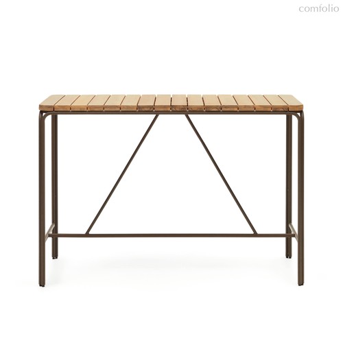Salguer Барный стол из массива акации и коричневой стали Ø 140 x 70 см - La Forma
