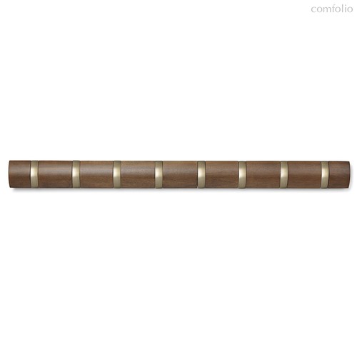 Вешалка настенная горизонтальная Flip 8 крючков коричневая - Umbra