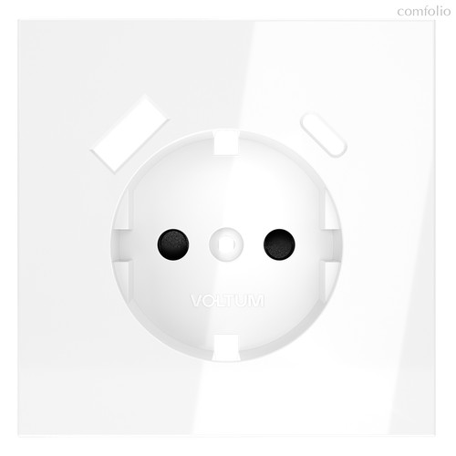 Накладка для розетки с заземлением и защитными шторками, с USB A+C, S70 белый глянцевый - Voltum