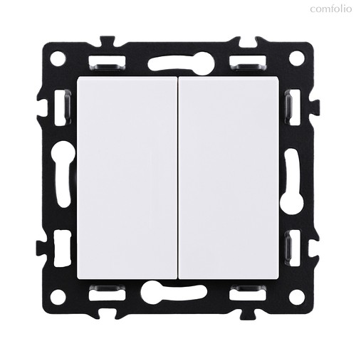 Выключатель 2-клавишный проходной 10А/250В, белый Kollinger Asthetik AS-005WH - Kollinger