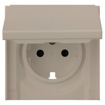 Лицевая панель для розетки 2к+з с крышкой 35634 LT, латте - Rikett