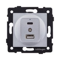 Розетка USB A+C 20W, серый Kollinger REA-037GY для Aspekt, Eleganz, Reflex - Kollinger