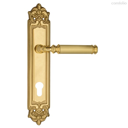 Дверная ручка Venezia Mosca CYL на планке PL96 полированная латунь - Venezia Collezione
