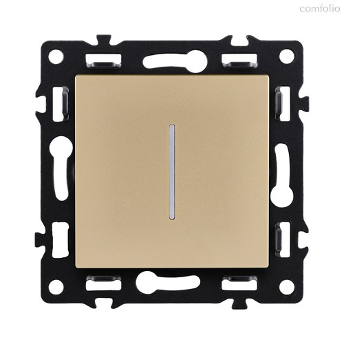 Выключатель кнопочный 1-клавишный 10А/250В с LED подсветкой, золотой Kollinger Asthetik AS-012GD - Kollinger