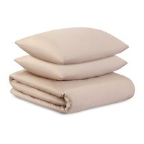 Комплект постельного белья из премиального сатина бежевого цвета из коллекции Essential, 200х220 см - Tkano