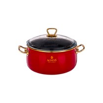 Кастрюля Agness эмалированная со Стекл. крышкой И Антипригар. Мраморным Покрытием, 18 см/ 2, 4Л