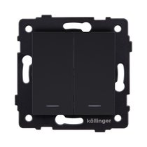 Выключатель 2-клавишный 10А/250В с LED подсветкой, черный матовый Kollinger REA-S-008BM для Aspekt, Eleganz, Reflex - Kollinger