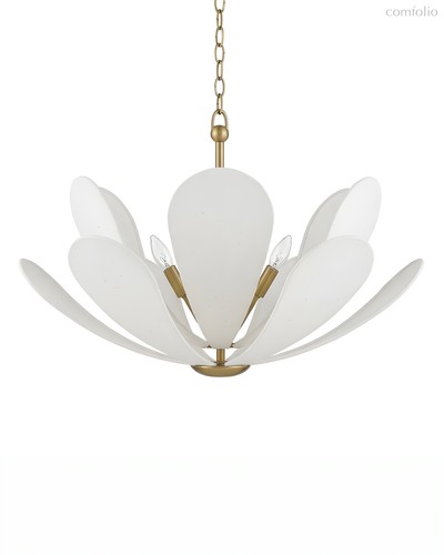 Золотистая люстра Флэк с белым абажуром, цвет полированная латунь - Louvre Home