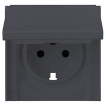 Лицевая панель для розетки 2к+з с крышкой 35634 BT, базальт - Rikett