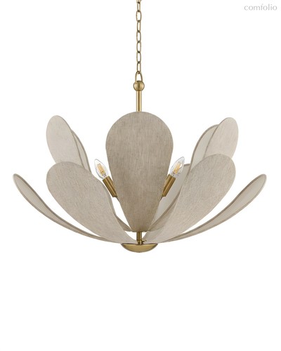 Золотистая люстра Флэк с бежевым абажуром, цвет полированная латунь - Louvre Home