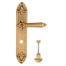 Дверная ручка Venezia Castello WC-2 на планке PL90 французское золото + коричневый - Venezia Collezione