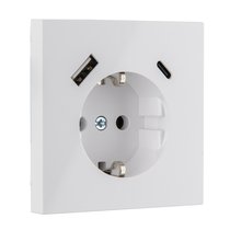 Розетки и выключатели: Розетка с з/к 16А 250В, с устройством зарядным USB (A+C) 3,4А, белая матированная, Superior - Kanlux