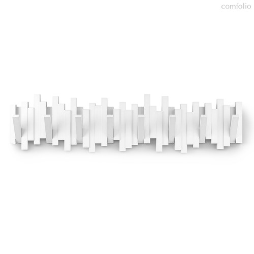 Вешалка настенная Sticks, 72 см, 8 крючков, белая - Umbra
