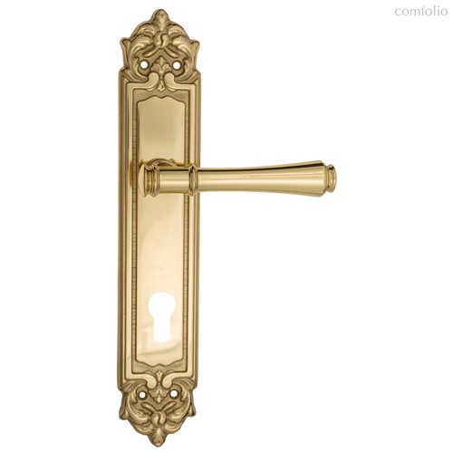 Дверная ручка Venezia Callisto CYL на планке PL96 полированная латунь - Venezia Collezione