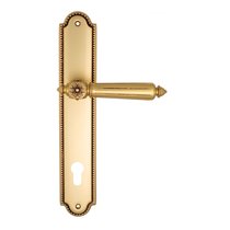 Дверная ручка Venezia Castello CYL на планке PL98 французское золото + коричневый - Venezia Collezione