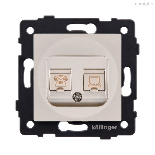 Розетка двойная RJ11 + RJ45 Cat.6, золотой Kollinger REA-011GD для Aspekt, Eleganz, Reflex - Kollinger