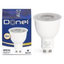 Светодиодная лампа 9Вт, MR16, 220В, GU10, 3000K, 720Лм, Ra>80, 60°, D50хH65мм, Dim Triac, Сер - Donel