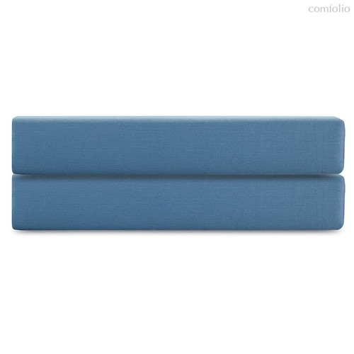 Простыня на резинке из премиального сатина джинсово-синего цвета из коллекции Essential, 200х200х30 - Tkano