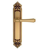Дверная ручка Venezia Callisto на планке PL96 французское золото + коричневый - Venezia Collezione