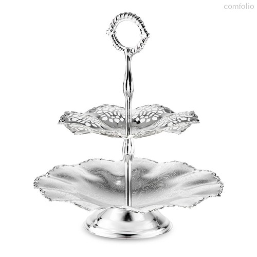 Блюдо двухъярусное Queen Anne 23 см, сталь, посеребрение, волнистый борт - Queen Anne