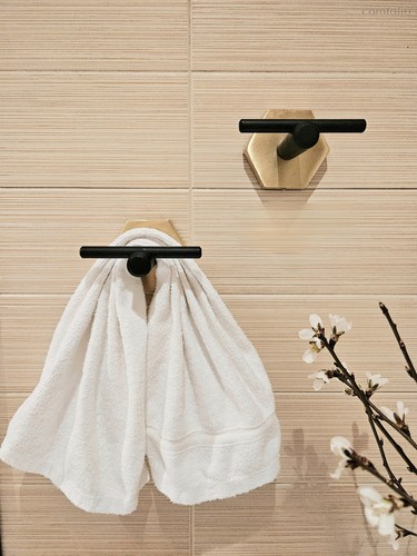 Крючок двойной Модерн, цвет Состаренная латунь, черный - Covali