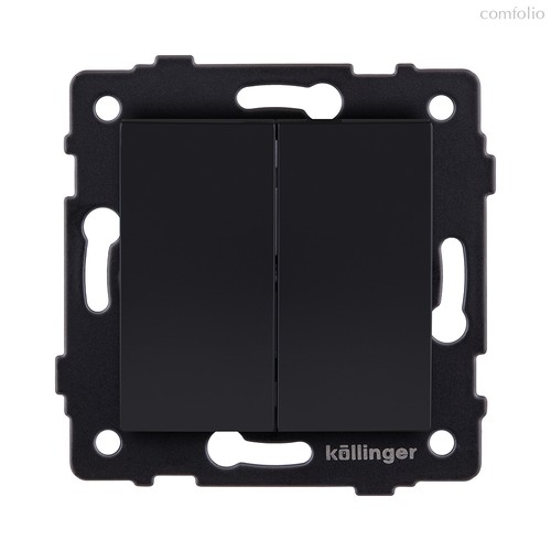Двухклавишный перекрестный выключатель 10А/250В Черный матовый Kollinger Reflex, Aspekt и Eleganz REA-704BM - Kollinger