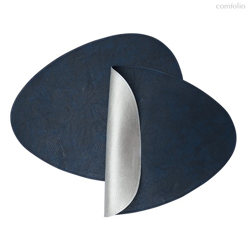 Набор из 2-х двухсторонних сервировочных салфеток Drop, 33х41 см, синий/светло-серый - Liberty Jones