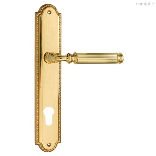 Дверная ручка Venezia Mosca CYL на планке PL98 полированная латунь - Venezia Collezione