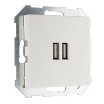 Розетки и выключатели: Устройство зарядное USB (A+A) 3,4А, белое матовое, Classic - Kanlux