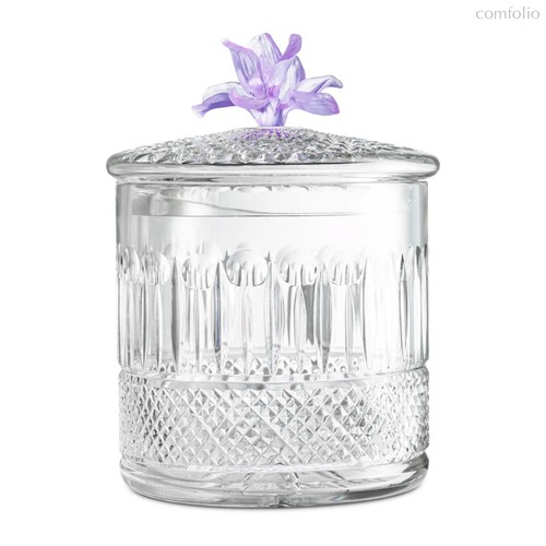 Конфетница с крышкой Decor de table Париж Магнолия 12,5х17 см, хрусталь, цветок фиолетовый - Decor De Table