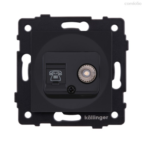Розетка двойная TV (мама) + телефонная розетка RJ11, черный матовый Kollinger REA-013BM для Aspekt, Eleganz, Reflex - Kollinger