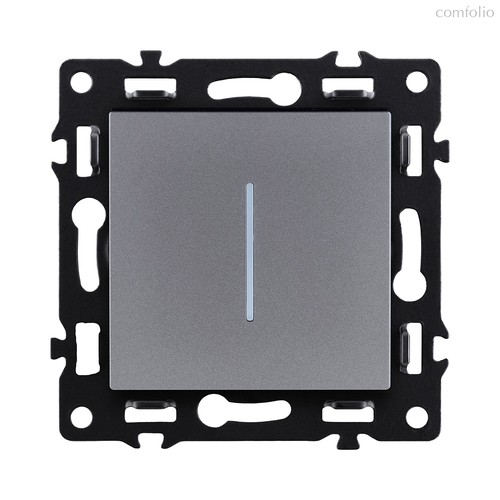 Выключатель 1-клавишный 10А/250В с LED подсветкой, серый Kollinger Asthetik AS-007GY - Kollinger