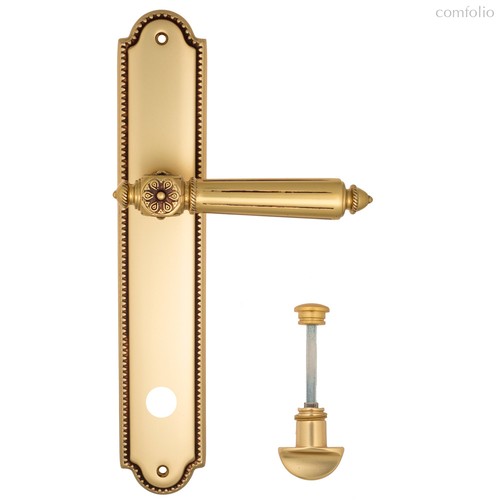 Дверная ручка Venezia Castello WC-2 на планке PL98 французское золото + коричневый - Venezia Collezione