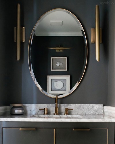 Золотое овальное зеркало Хоган, цвет золотой - Louvre Home