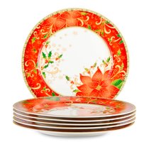 Набор тарелок обеденных Lamart Palais Royal Рождественская звезда 27 см, 6 шт, фарфор, 27 см - Lamart