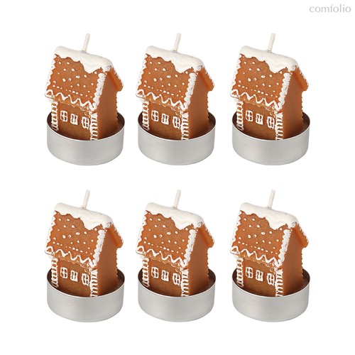 Набор декоративных свечей Gingerbread houses из коллекции New Year Essential, 6 шт. - Tkano