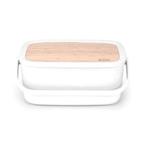 Хлебница с доской Brabantia NIC 40х25 см, светло-серая, пластик - Brabantia